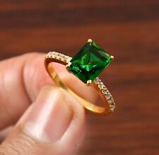 Zambian Emerald Ring Emerald Radiant Cut Ring Engagement Ring Mother's Day Rings, used for sale  Shipping to South Africa