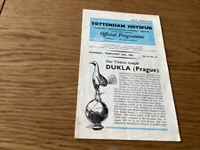 1961-62 TOTTENHAM HOTSPUR V DULKA PRAGUE PROGRAMA DE FUTEBOL DA COPA EUROPÉIA, usado comprar usado  Enviando para Brazil