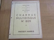CATALOGUE PIECES RECHANGES MASSEY HARRIS CHARRUE MULTIDISQUE N° 809 1956 d'occasion  Einville-au-Jard