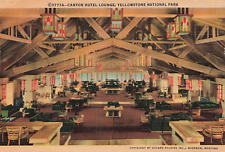 LOUNGE CANYON HOTEL VINTAGE YELLOWSTONE NATIONAL PARK LINEN POSTCARD 091023 S for sale  Shipping to South Africa