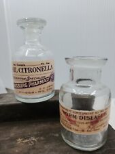 Apothecary Bottles By Two's Company. Oil Citronella & Worm Disease Set Of 2 for sale  Shipping to South Africa