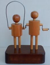 Hand Made Pine Wood Desk Top Sculpture Figurines Moving Winding Skipping Rope for sale  Shipping to South Africa