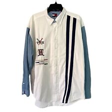 Koszula męska Tommy Hilfiger rozmiar XL vintage haftowana niebieska biała logo Oxford, używany na sprzedaż  Wysyłka do Poland