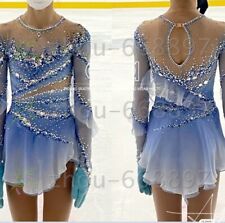 Figura de competencia vestido de patinaje niñas patinaje sobre hielo teñido personalizado azul segunda mano  Embacar hacia Argentina