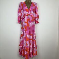 Very Midi Dress Pink Orange Bold Print Summer Holiday Womens 12 - 18 New for sale  Shipping to South Africa