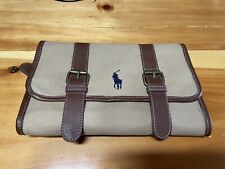 Used, Vintage Polo Ralph Lauren Canvas Toiletry Bag Makeup Case Leather Trim for sale  Shipping to South Africa