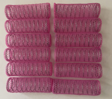 Juego de 12 rodillos de pelo rosa rizadores 7/8" barril alambre cepillo malla de colección segunda mano  Embacar hacia Argentina