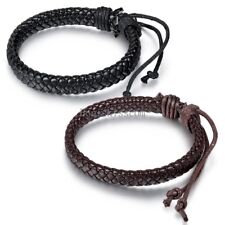 2 peças pulseira de couro trançado masculina feminina bracelete ajustável comprar usado  Enviando para Brazil