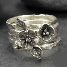 Solid 925 Sterling Silver Four Stacking  Mother's Day Ring All Size MM-9 for sale  Shipping to South Africa