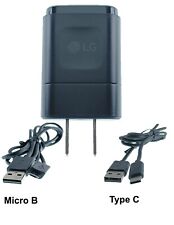 Cargador de pared original LG negro 5V-1.2A incluye 2 cables USB, tipo C y micro B segunda mano  Embacar hacia Argentina