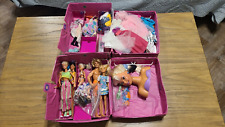 Pair Of Vintage 1993 Barbie Case Fashion Trunks with Dolls, Clothes Accessories, used for sale  Shipping to South Africa