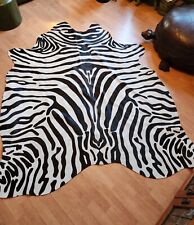 Large Zebra Cowhide Rug Zebra Print Made In Brazil Cow Hide Rug  for sale  Shipping to South Africa