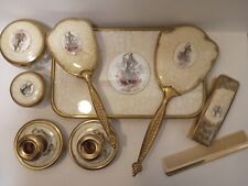 Vintage Dressing Table Set. Brushes, Mirror, Comb, Tray, Lided Pots & Candle, used for sale  Shipping to South Africa