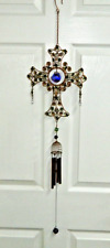 Alambre de cobre cruz campana de viento con esmalte y decoración de vidrio segunda mano  Embacar hacia Argentina