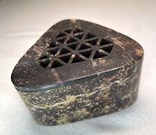 Vintage Carved Stone Box With Lattice Lid 4.75” Marble Or Granite Dark Veined for sale  Shipping to South Africa