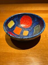 guido gambone blue bowl with multi coloured geometric forms signed  for sale  Shipping to South Africa
