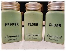Sugar Shakers vintage McKee Jadeite farinha de pimenta - publicidade GLENWOOD STOVE, usado comprar usado  Enviando para Brazil