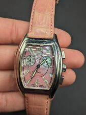 Relógio Elini New Yorker cronógrafo rosa mostrador esfregão couro aço inoxidável suíço *Leia* comprar usado  Enviando para Brazil