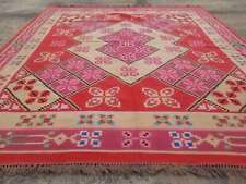 Fine Vintage Traditional Hand Made Oriental Wool Red Kilim 7.3x6.5ft, used for sale  Shipping to South Africa