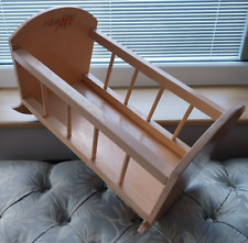 Used, Vintage Handmade Wooden Peach Dolls Rocking Cot for sale  Shipping to South Africa