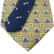 Gravata masculina Tommy Hilfiger, amarela/azul, cerca de ossos de cães 100% seda EUA, usado comprar usado  Enviando para Brazil