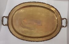 Antique Large Hand Hammered Brass Dual Handle Tray, 25" x 16" for sale  Shipping to South Africa