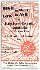 Used, 1920s SCHENECTADY NY LEGGITTS CREEK ANTHRACITE COAL  AD INK BLOTTER Z1472 for sale  Shipping to South Africa