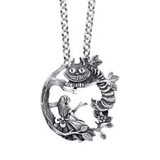 Vintage Silver Plated Alice in Wondeland Cheshire Cat Chain Pendant Necklace, used for sale  Shipping to South Africa