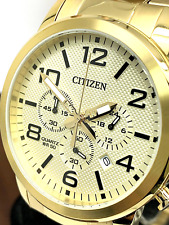 Usado, Relógio Citizen masculino AN8052-55P cronógrafo quartzo mostrador dourado data aço inoxidável comprar usado  Enviando para Brazil
