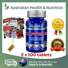 2 x ALLMAX CAFFEINE 200MG 100 TABLETS + FREE SAME DAY SHIPPING & SAMPLE for sale  Shipping to South Africa