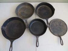 Lot of (5) Vintage Cast Iron Skillets WAGNER WARE Sidney, Unbranded Restoration, used for sale  Shipping to South Africa
