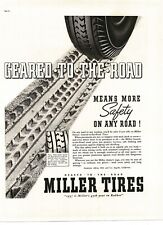 1937 Miller Tires Geared To The Road safety on any road Vintage Print Ad for sale  Shipping to South Africa