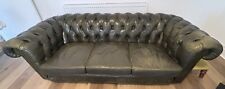 Green leather chesterfield for sale  LEEDS