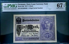 PMG 67EPQ-Alemania, billete de moneda de préstamo estatal 1917 5 marcos excelente gema sin circular escaso segunda mano  Embacar hacia Argentina