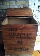 Antiga caixa de café torrada especial de madeira M com tampa 2 lados lixeira original comprar usado  Enviando para Brazil
