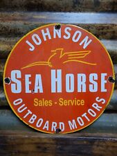 VINTAGE JOHNSON SEAHORSE PORCELAIN SIGN OUTBOARD BOAT MOTOR SALES DEALER SERVICE for sale  Shipping to South Africa