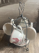 Vintage Set of 4 Coffee Espresso  Cups and Saucers on Metal Stand Chicken Design for sale  Shipping to South Africa