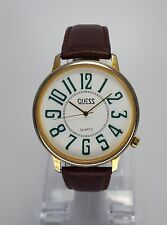 Guess Fashion relógio de quartzo 1989, 42mm, mostrador branco, pulseira marrom, 7 polegadas, nova bateria comprar usado  Enviando para Brazil