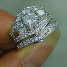 Anéis femininos de prata esterlina 925 anel de cristal brilhante joias de casamento tamanho 6-10 comprar usado  Enviando para Brazil