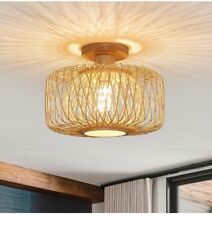 Rattan Flush Mount Ceiling Light, Boho Light Fixtures Ceiling with Woven Bamboo for sale  Shipping to South Africa