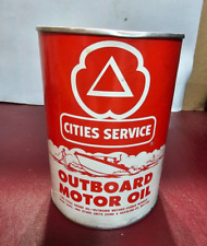 VINTAGE CITIES SERVICE OUTBOARD MOTOR OIL QUART CAN MARINE BOAT GRAPHIC for sale  Shipping to South Africa