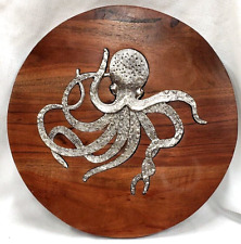 METAL OCTOPUS INLAY 16" LAZY SUSAN Wooden Turntable,Squid,Revolving,Turning Tray for sale  Shipping to South Africa