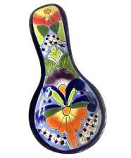 Cuchara de cerámica arte popular jardín soporte de reposo cerámica pintada a mano MCM azul años 70 segunda mano  Embacar hacia Argentina