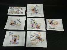 Usado, Conjunto de 7 toalhas de prato de linho bordadas à mão padrão abelha mel comprar usado  Enviando para Brazil