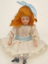 Vintage Artisan 1:12 Dollhouse Miniature Girl Doll Porcelain 4 1/2" Poseable for sale  Shipping to South Africa