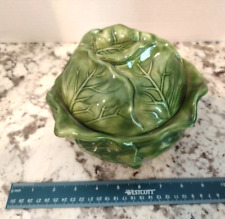 Ceramic Holland Mold Cabbage Lettuce Bowl Lid Serving Dish Green for sale  Williamston