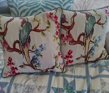Par de travesseiros botânicos com estampa de pássaro floral rosa azul mistura de algodão 18" comprar usado  Enviando para Brazil