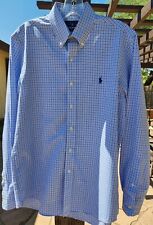 Camisa xadrez azul manga longa 100% algodão Ralph Lauren masculina SP, usado comprar usado  Enviando para Brazil