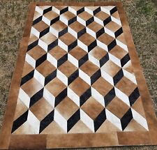 NUEVA ALFOMBRA DE ÁREA ALFOMBRA PATCHWORK CUERO Cuero de vaca BEIGE/MARRÓN 3D segunda mano  Argentina 