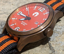 Latão sólido, campo, ferramenta, relógio militar, Seiko mvt, piloto, 44mm, laranja queimado, usado comprar usado  Enviando para Brazil